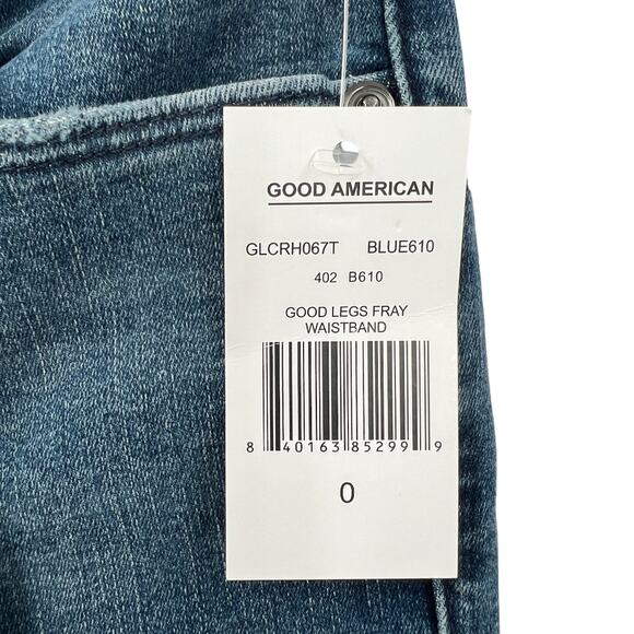 Good American Womens Good Legs Fray Waistband Skinny Jeans Size 0 Waist 25 - Picture 4 of 11